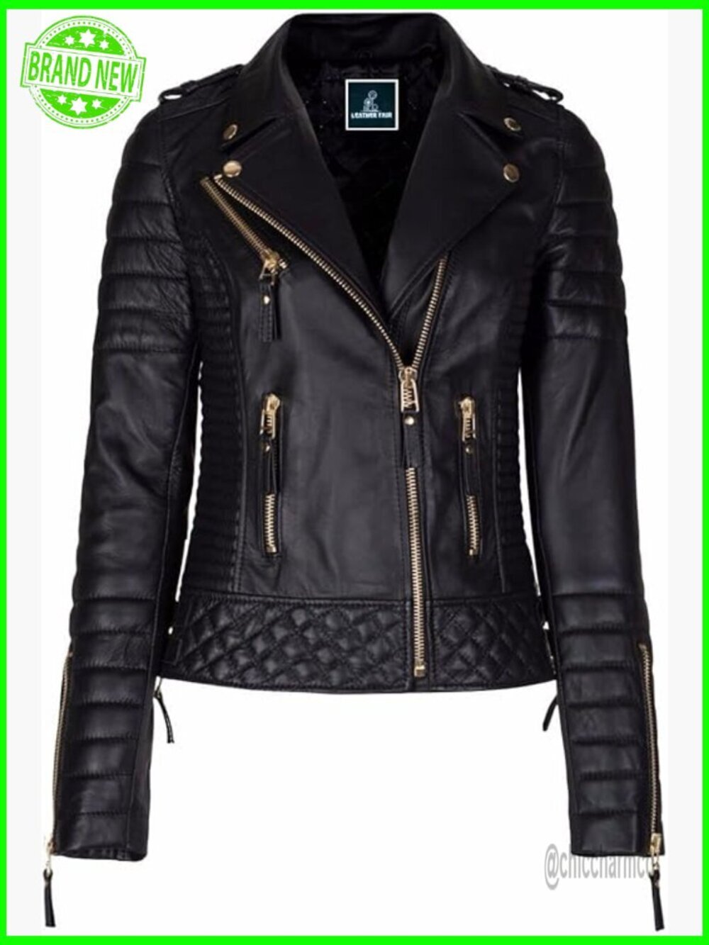 Lambskin Leather Jacket Slim Fit Zip-Up Coat Outerwear